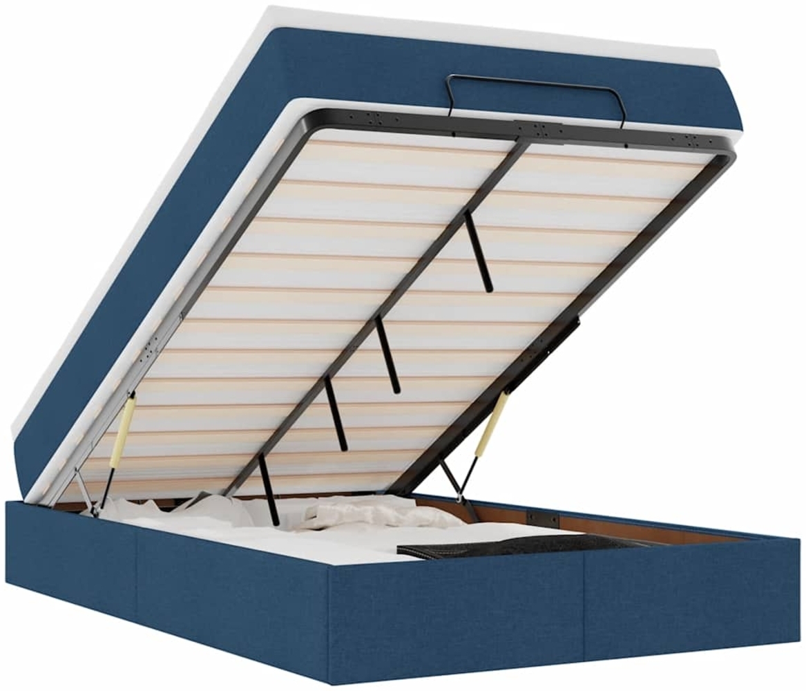 vidaXL Ottoman-Bett mit Matratze Blau 120x190 cm Stoff 3311098 Bild 1