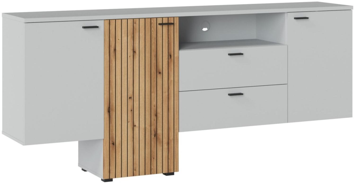 Sideboard Kommode Vero 205x40x91cm grau Evoke Eiche MDF Bild 1