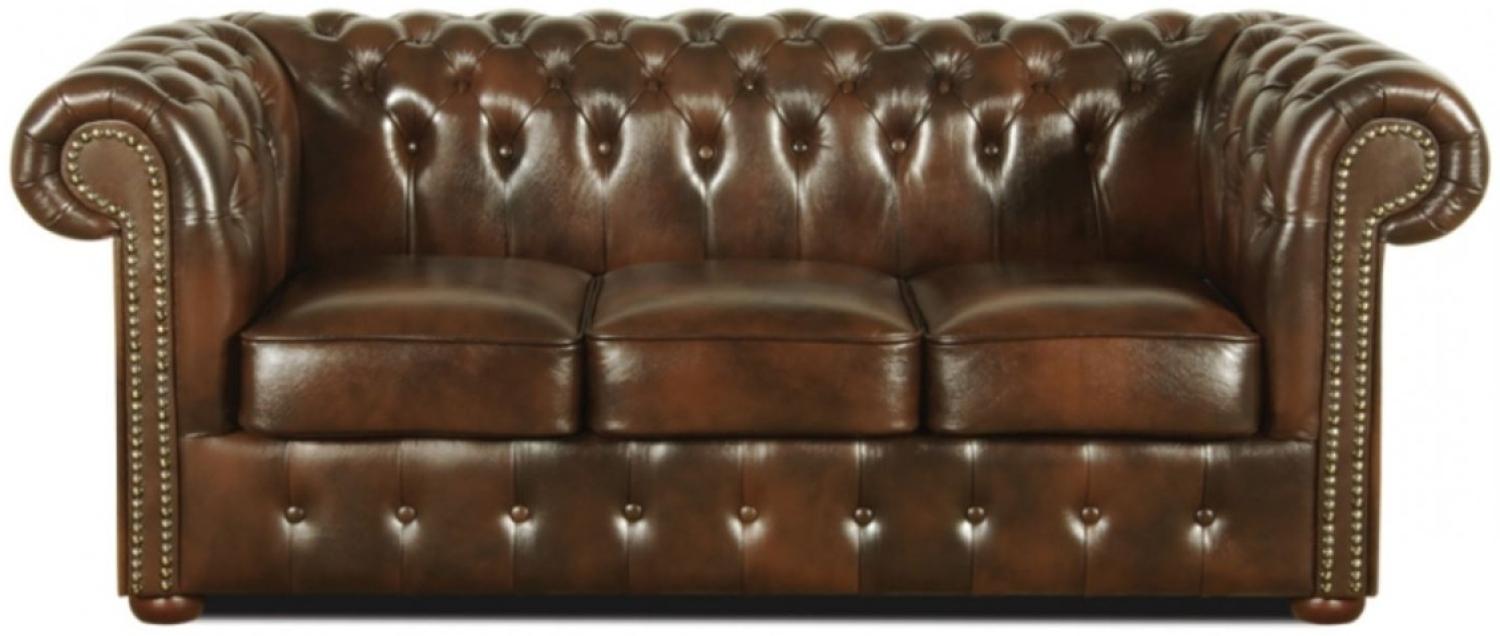 Casa Padrino Echtleder 3er Sofa Dunkelbraun 200x90 x H. 78 cm Bild 1