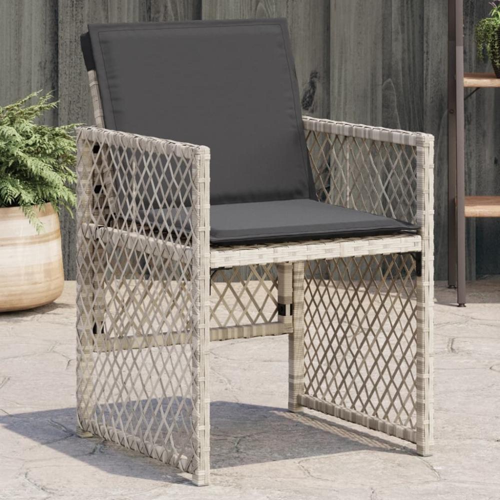 vidaXL Gartenstühle mit Kissen 4 Stk. Hellgrau Poly Rattan 364954 Bild 1