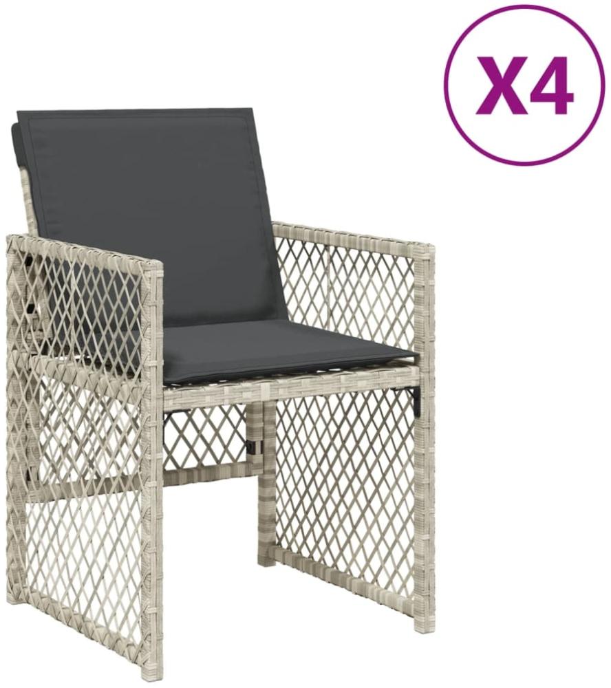 vidaXL Gartenstühle mit Kissen 4 Stk. Hellgrau Poly Rattan 364954 Bild 1