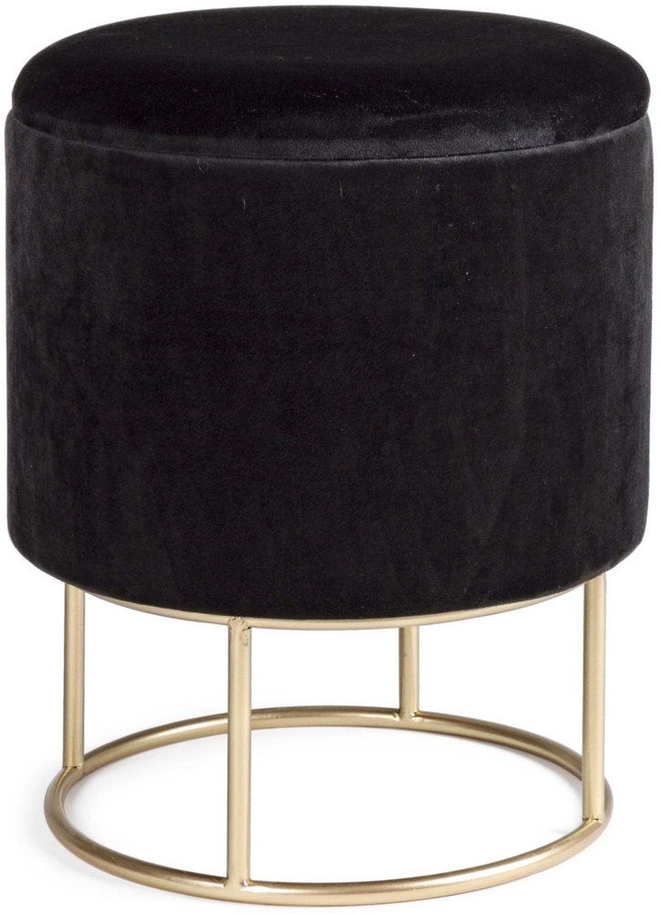 Hocker Polina in Samt-Optik, Schwarz, 35 x 35 x 45 cm Bild 1