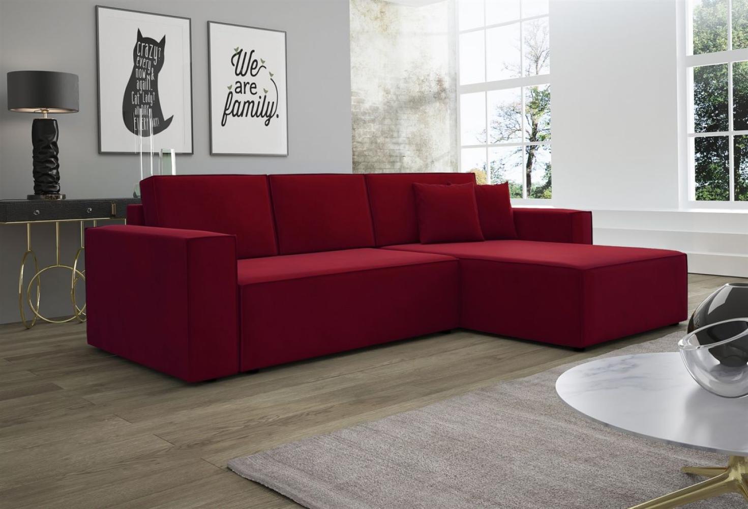 Ecksofa Schlafsofa Sofa CONOR PREMIUM Stoff Kronos Bordeauxrot Ottomane Rechts Bild 1