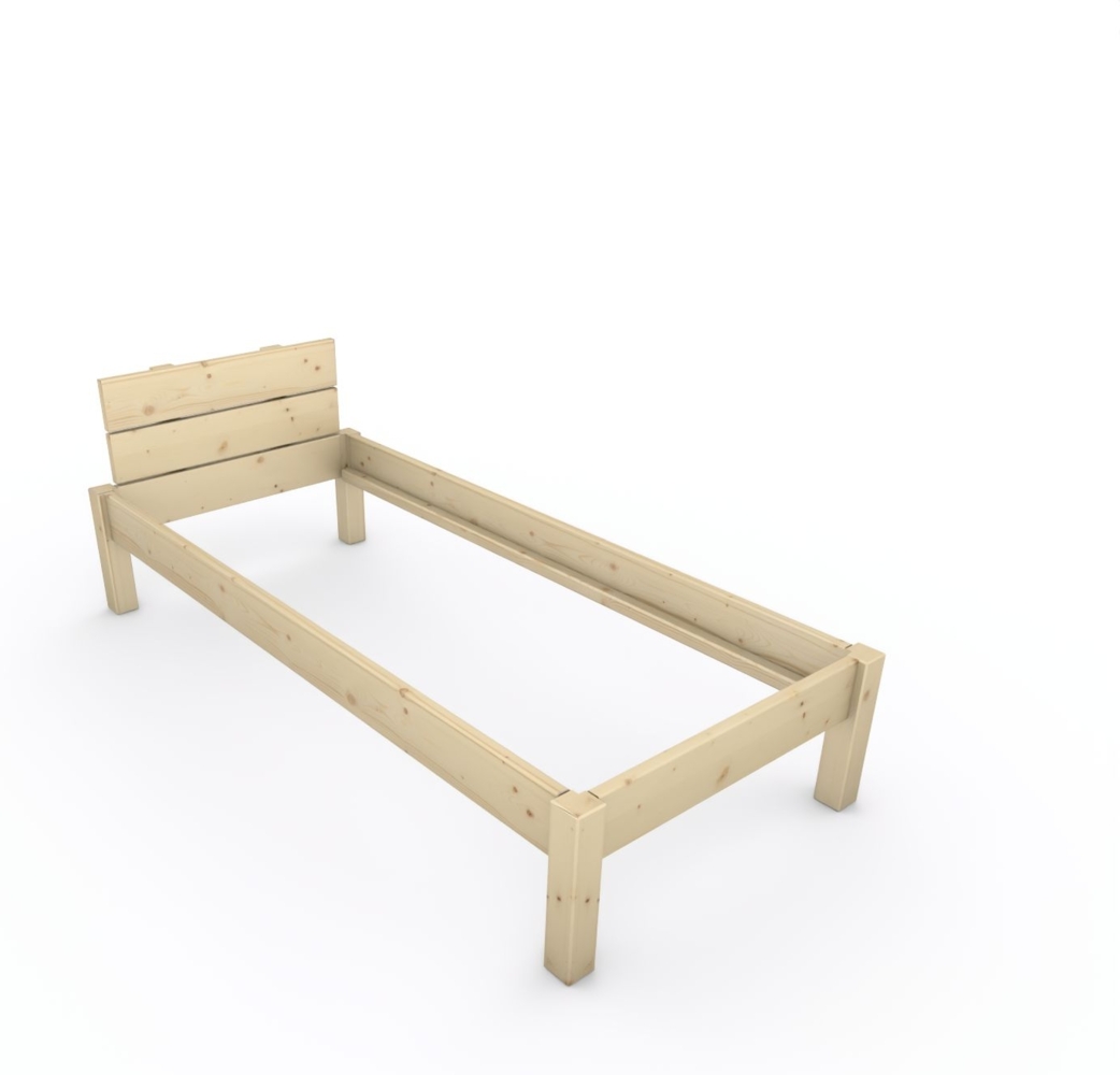 Pfostenbett "metallarm" Fichte Holzbett "Daybett" 80 x 190cm 38cm Einzelbett Bild 1