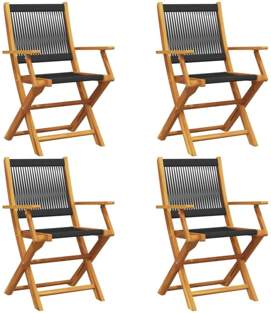 vidaXL Gartenstühle 4 Stk. Klappbar Schwarz Massivholz Akazie 3214565 Bild 1