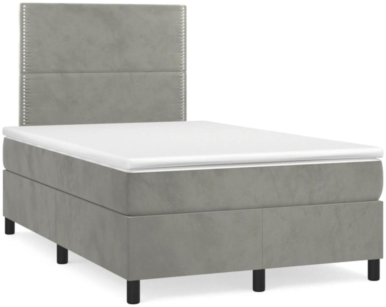 vidaXL Boxspringbett mit Matratze Hellgrau 120x190 cm Samt 3269989 Bild 1