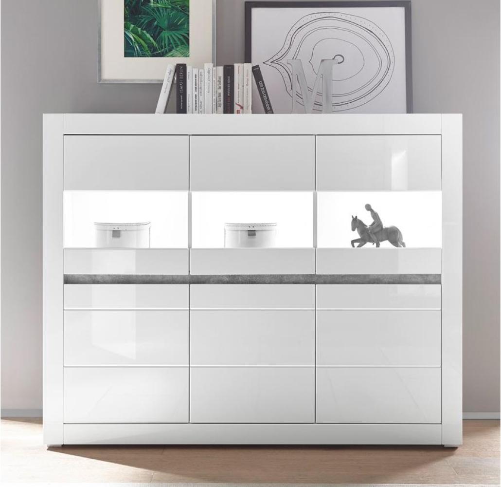 'CARAT' Highboard weiß hochglanz/ Beton Dekor Bild 1