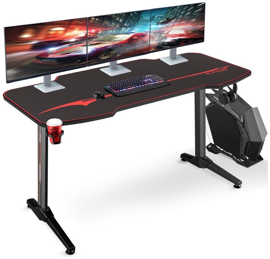 GUNJI Computertisch Gamingtisch 140 cm Computer Schreibtisch Gamer Tisch Bild 1