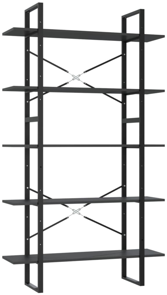 vidaXL Bücherregal 5 Fächer Grau 100x30x175 cm Holzwerkstoff 3082000 Bild 1