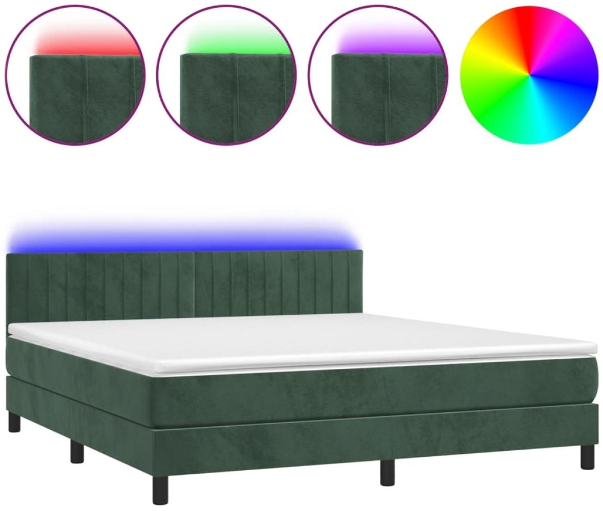 vidaXL Boxspringbett mit Matratze & LED Dunkelgrün 180x200 cm Samt 3134540 Bild 1