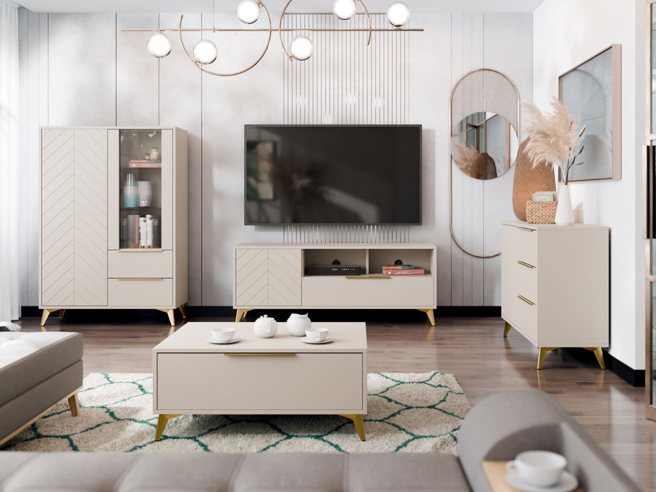 Wohnzimmer-Set Xylix IV (Farbe: Sandbeige) Bild 1