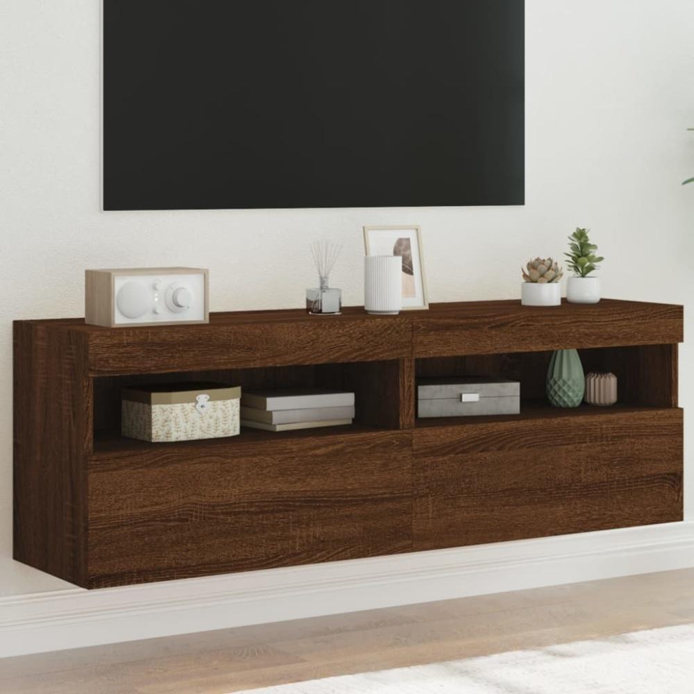 vidaXL TV-Wandschränke mit LED-Leuchten 2 Stk. Braun Eichen-Optik 837196 Bild 1