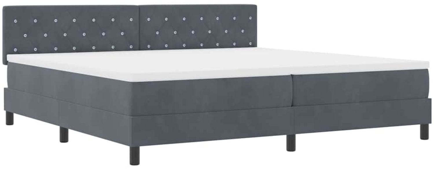vidaXL LED Boxspringbett mit Matratze Dunkelgrau 200 x 200 cm Samt 3342609 Bild 1