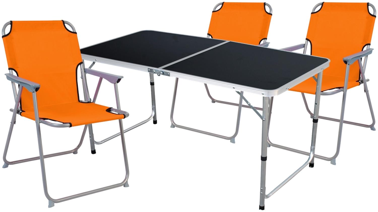 4-teiliges Campingmöbel Set Black Alu 120x60x58/70cm orange Bild 1