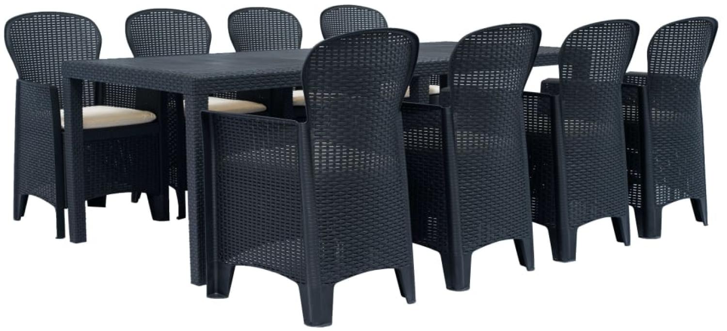 vidaXL 9-tlg. Garten-Essgruppe Kunststoff Anthrazit Rattan-Optik 276137 Bild 1