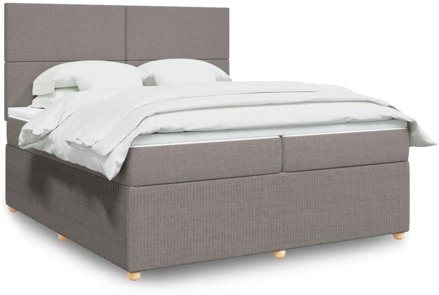 vidaXL Boxspringbett mit Matratze Taupe 200x200 cm Stoff 3294460 Bild 1