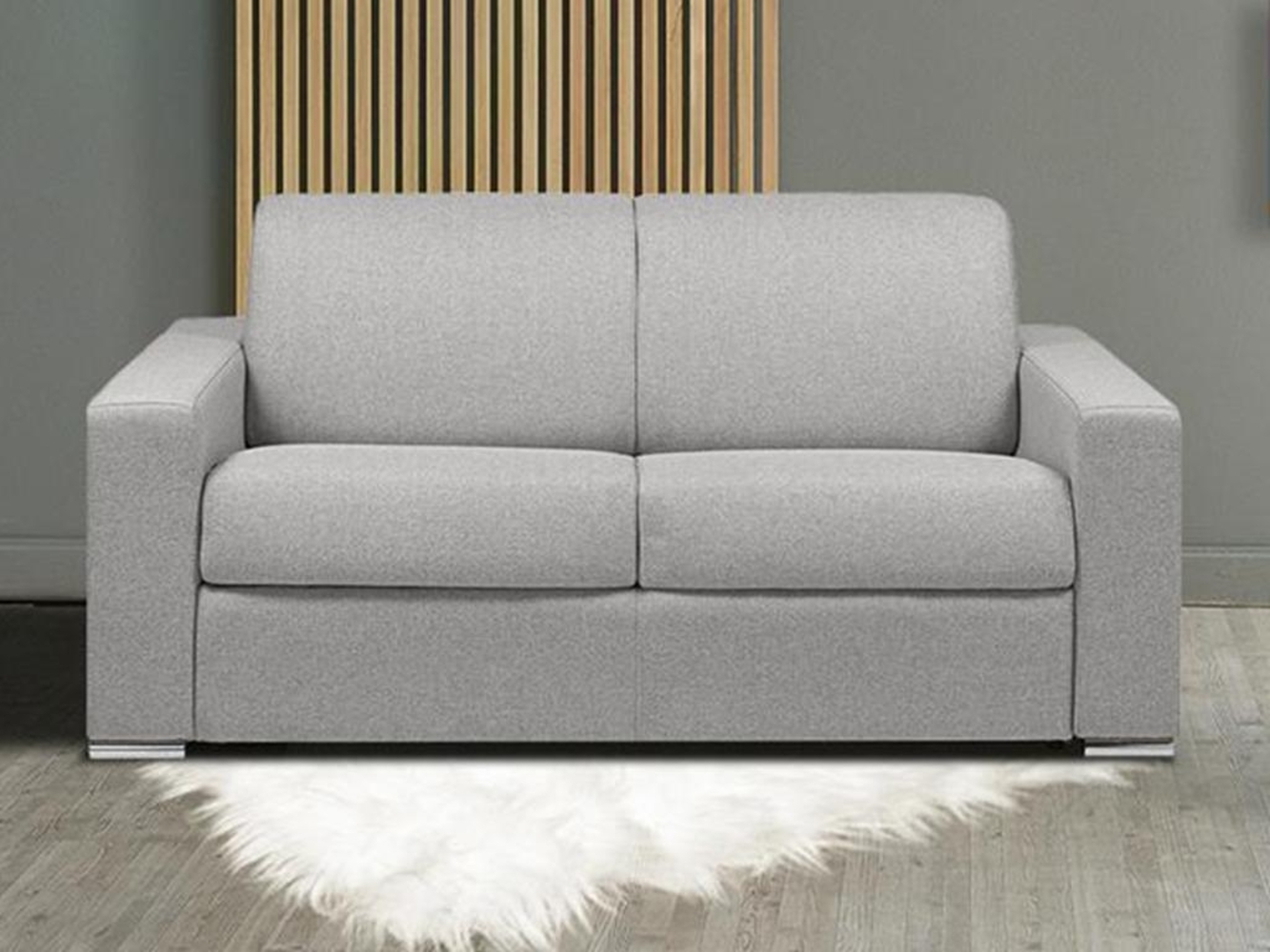 Vente-unique - Schlafsofa mit Matratze 2-Sitzer Stoff - Grau - Liegfläche mit Lattenrost: 120 cm - Matratzenhöhe: 18 cm mit Memory Schaum - CALITO Bild 1