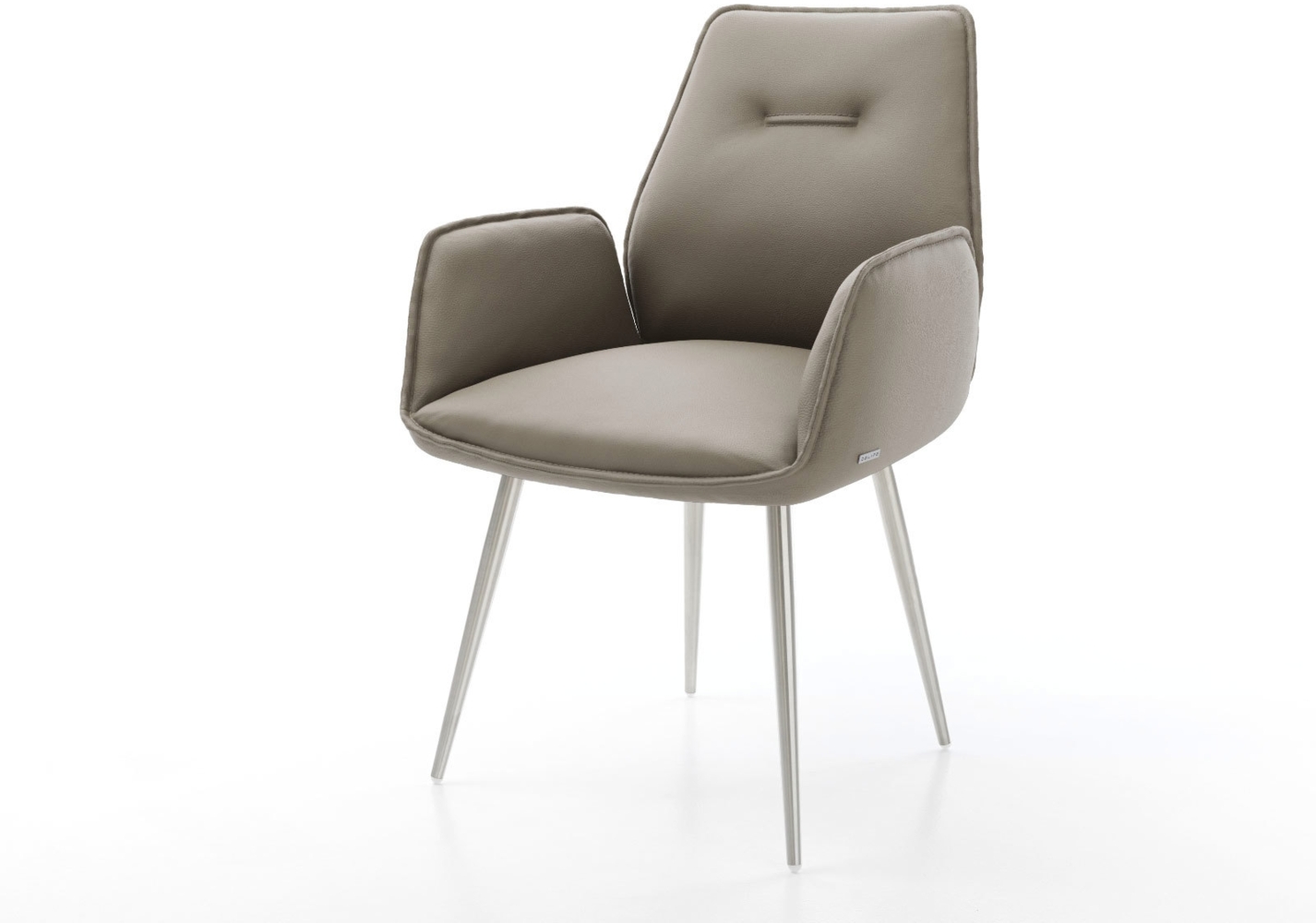 Esszimmerstuhl Zoa-Flex Echt-Leder Schlamm 4-Fuß konisch Edelstahl Taschenfederkern Bild 1