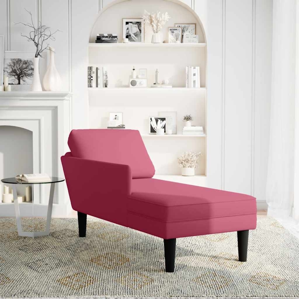 vidaXL Chaiselongue mit Kissen und Rechter Armlehne Weinrot Samt 4009811 Bild 1