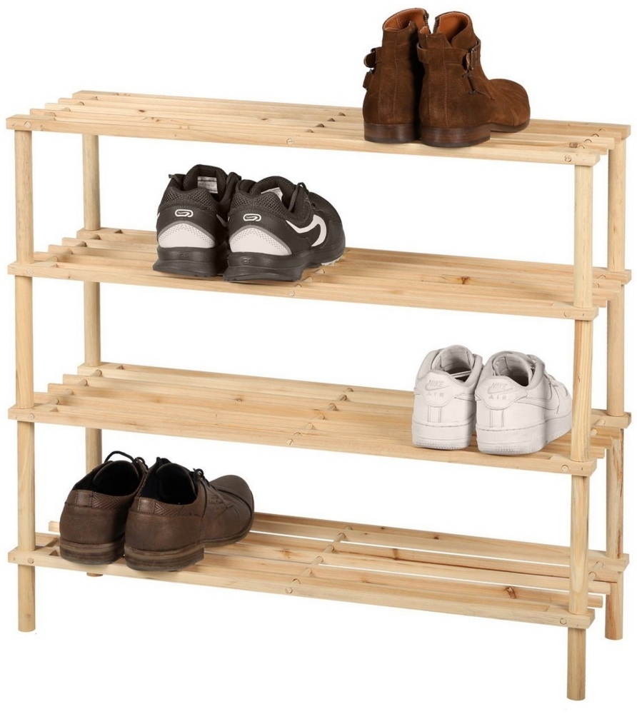 Urban Living Wood & CO Schuhregal, 4 Ebenen, 74 x 26 x 68 cm Bild 1