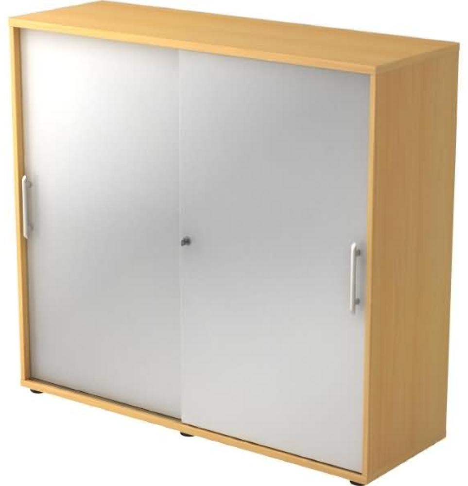 Schiebetürschrank 3 Ordnerhöhen, 120cm RE Buche / Silber Bild 1