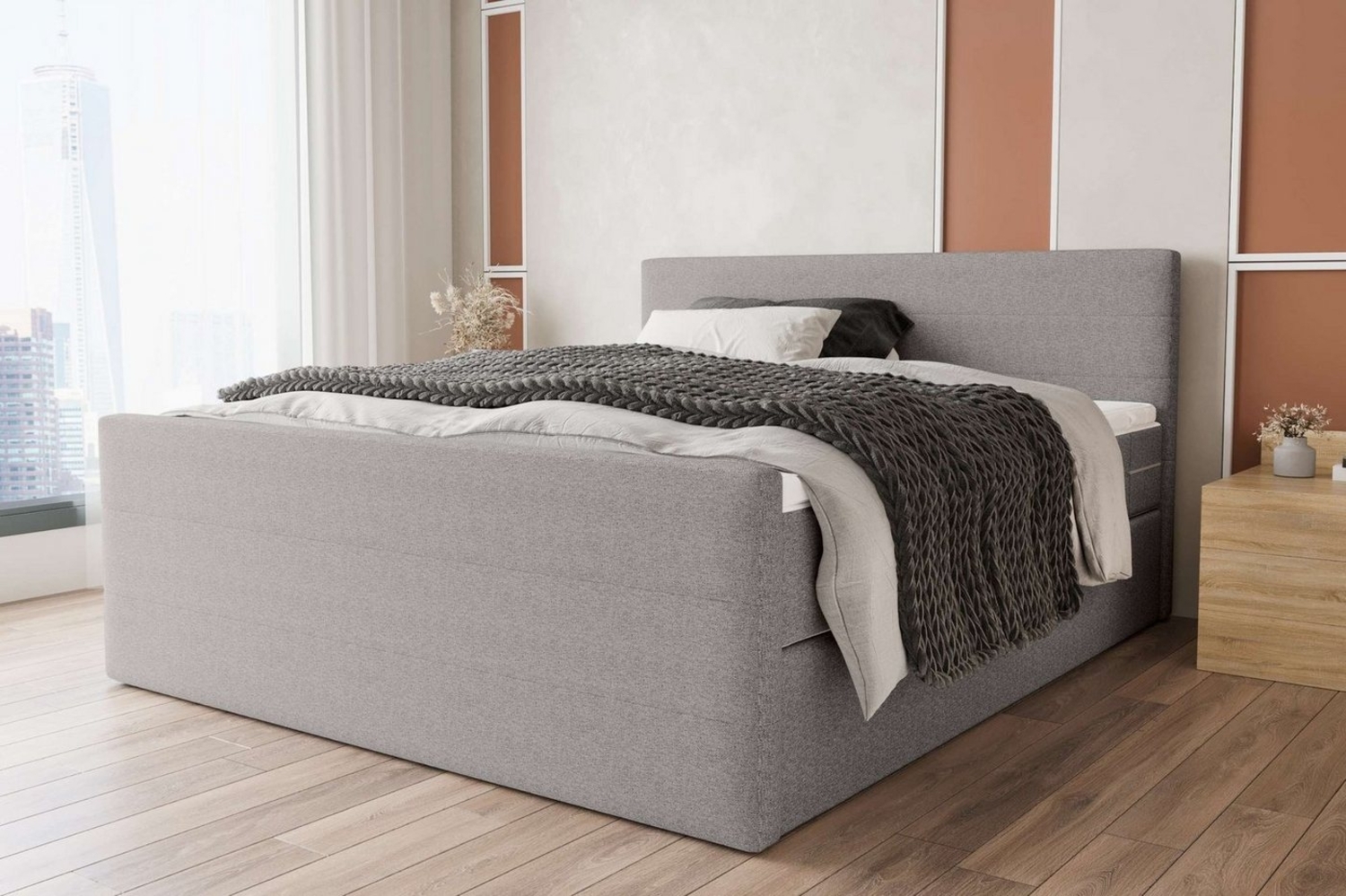 99rooms Boxspringbett Phönix Plus (Schlafzimmerbett, Bett), 140/160/180/200x200 cm, mit Matratze und Topper Bild 1