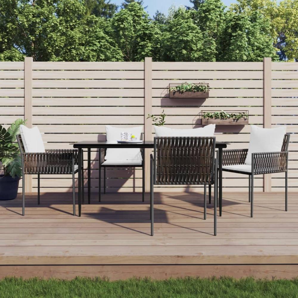 vidaXL 5-tlg. Garten-Essgruppe mit Kissen Poly Rattan und Stahl 3187057 Bild 1