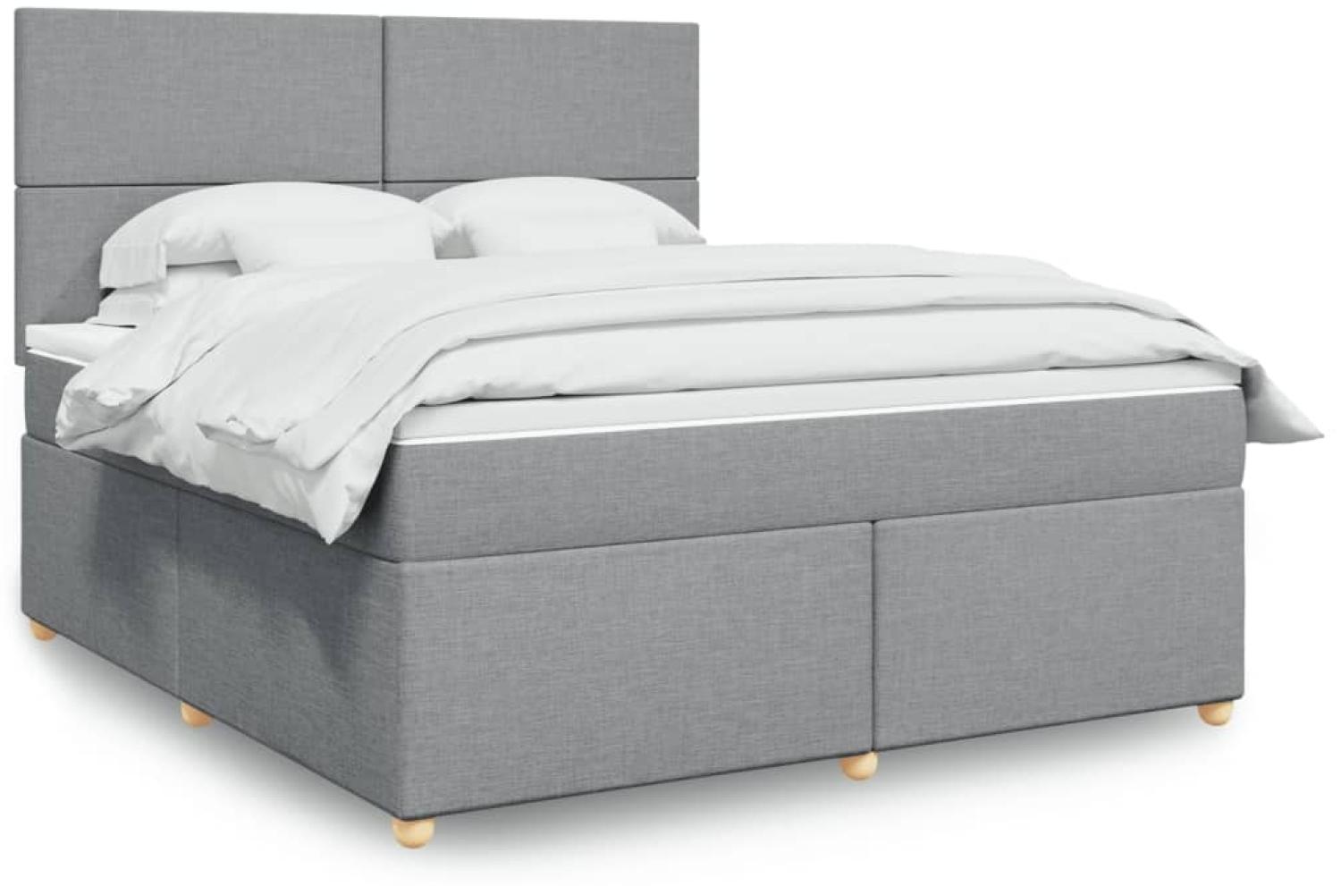 vidaXL Boxspringbett mit Matratze Hellgrau 180x200 cm Stoff 3291352 Bild 1