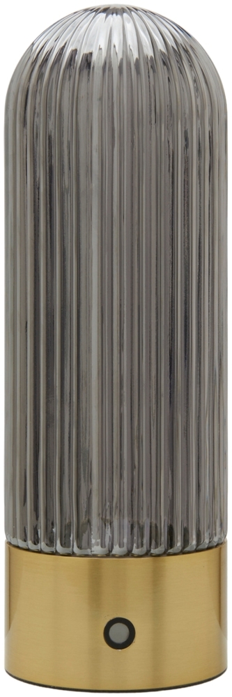 Signature 'TOUAREG' Tragbare Lampe aus goldenem Metall und Rauchglas H27 cm - Golden Bild 1