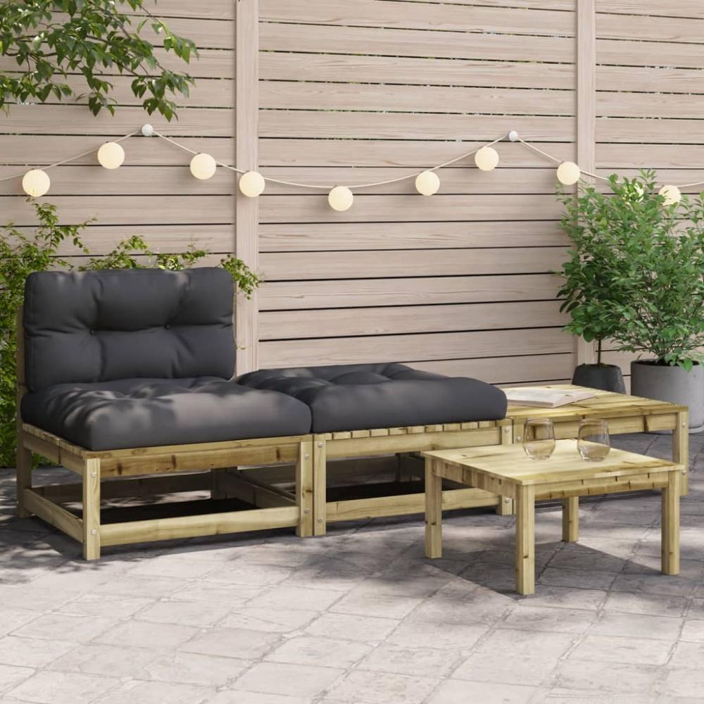 vidaXL Gartensofa ohne Armlehnen mit Kissen und Hockern 838148 Bild 1