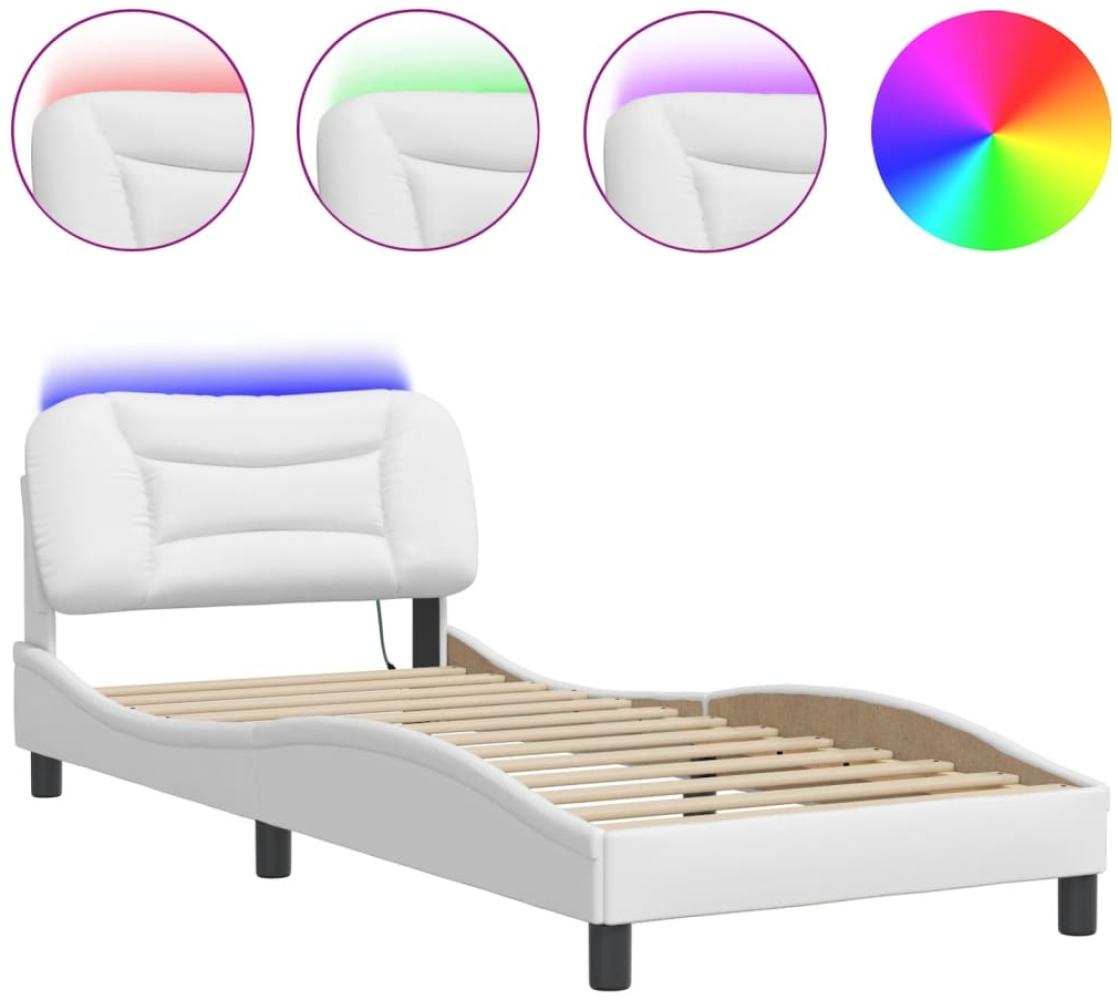 vidaXL Bettgestell mit LED ohne Matratze "Hvar" Weiß 80x200 cm 3213893 Bild 1