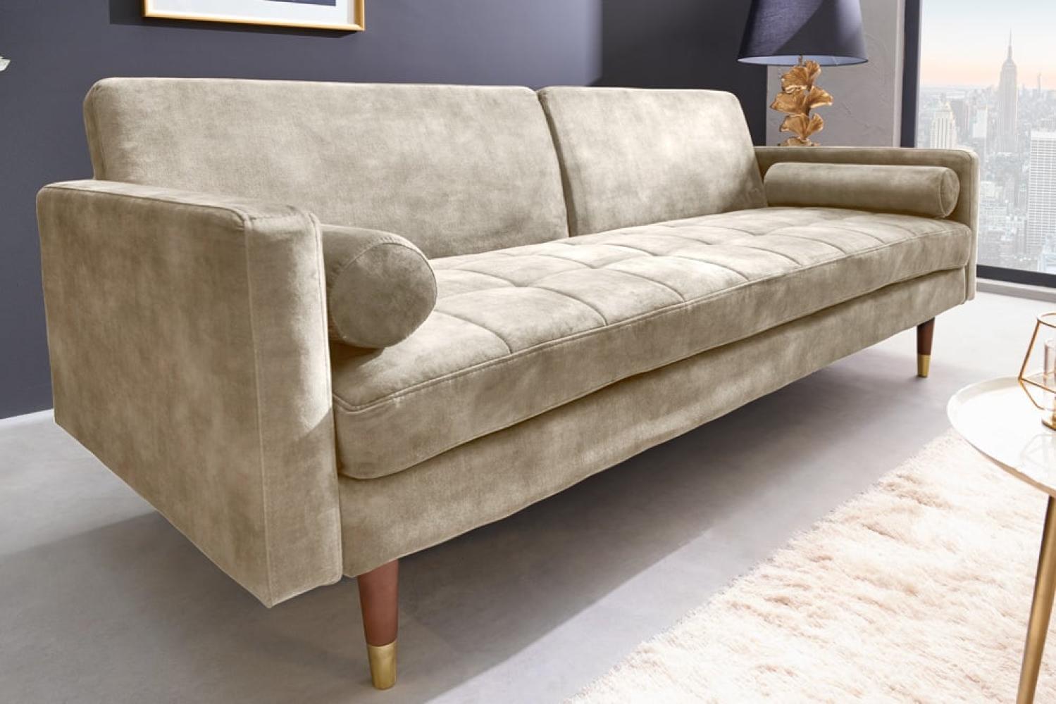 Design Schlafsofa DIVANO 196cm champagner Samt 3-Sitzer Sofa Bettfunktion Bild 1