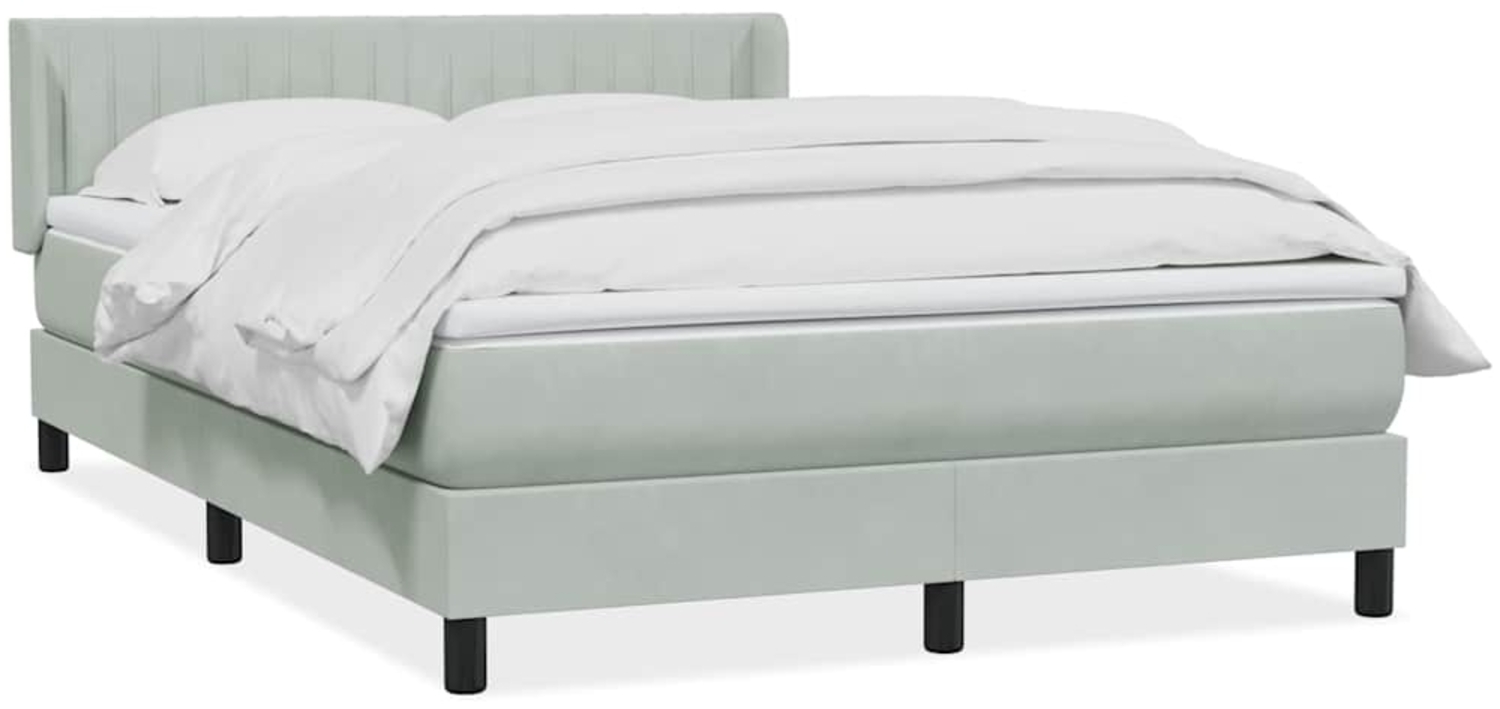vidaXL Boxspringbett mit Matratze Hellgrau 140x210 cm Samt 3318279 Bild 1