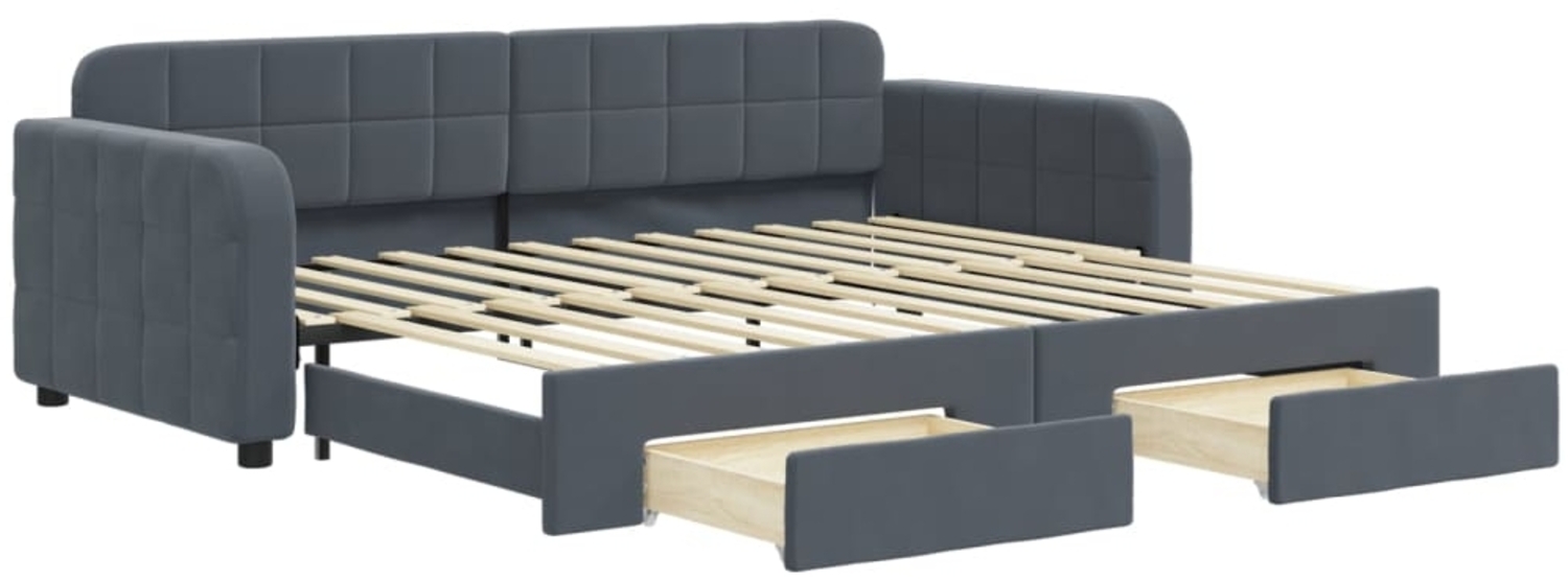 vidaXL Tagesbett Ausziehbar mit Schubladen Dunkelgrau 90x200 cm Samt 3196978 Bild 1