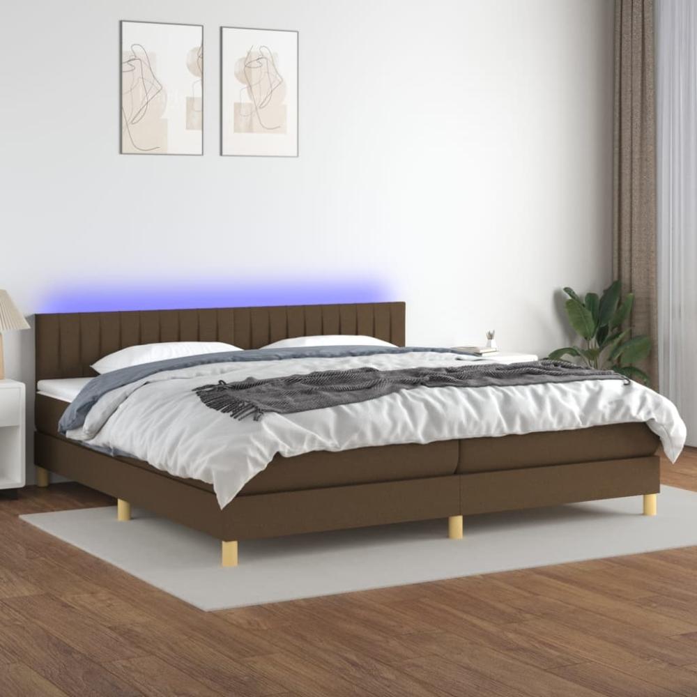 Boxspringbett mit Matratze & LED Stoff Dunkelbraun 200 x 200 cm, Härtegrad: H2 [3133904] Bild 1