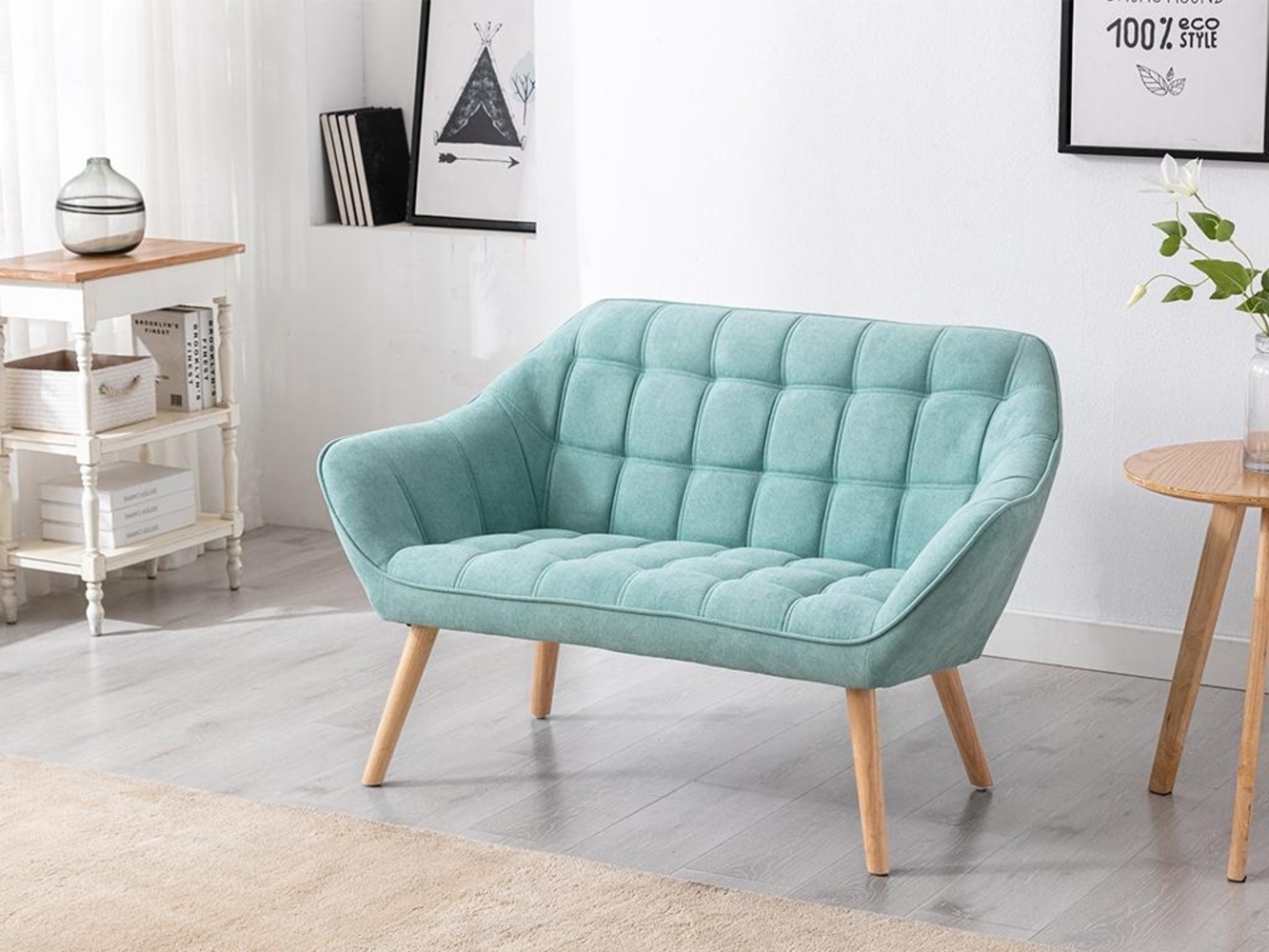 Vente-unique - Sofa 2-Sitzer - Stoff - Hellgrün - CASERTA Bild 1