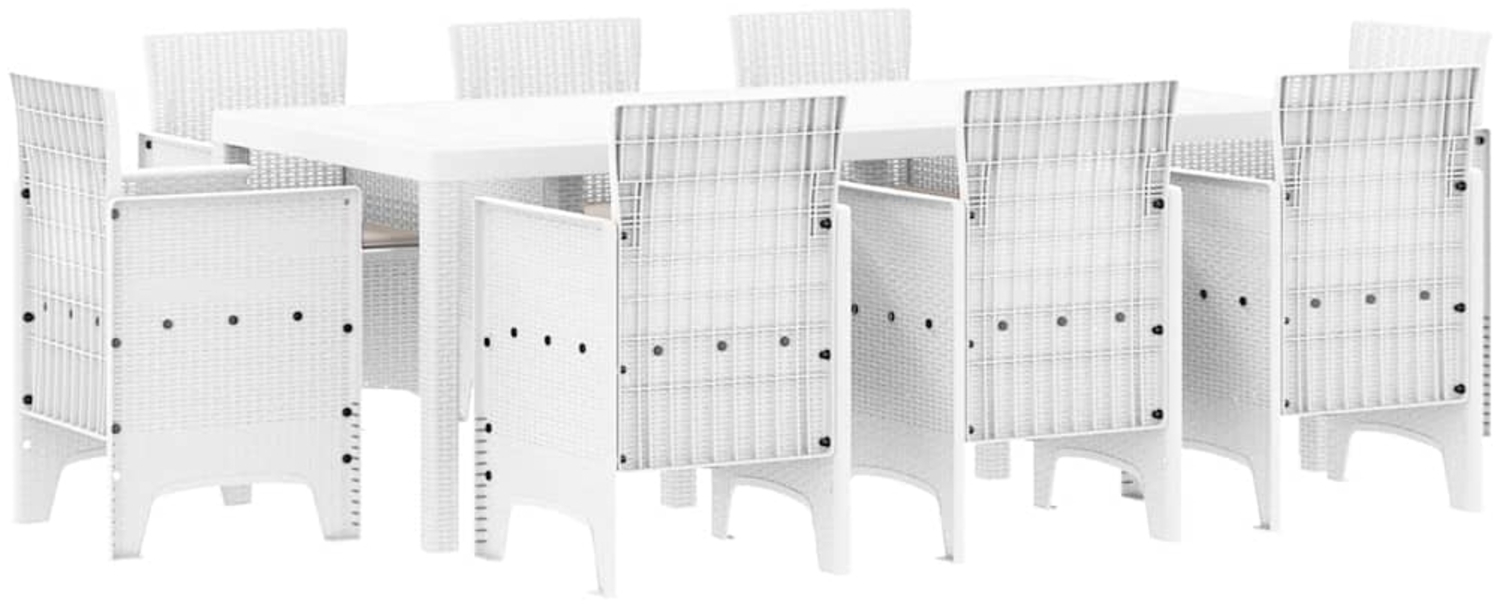 vidaXL Garten Essgruppe 9 pcs Weiß Polt Rattan 3378583 Bild 1