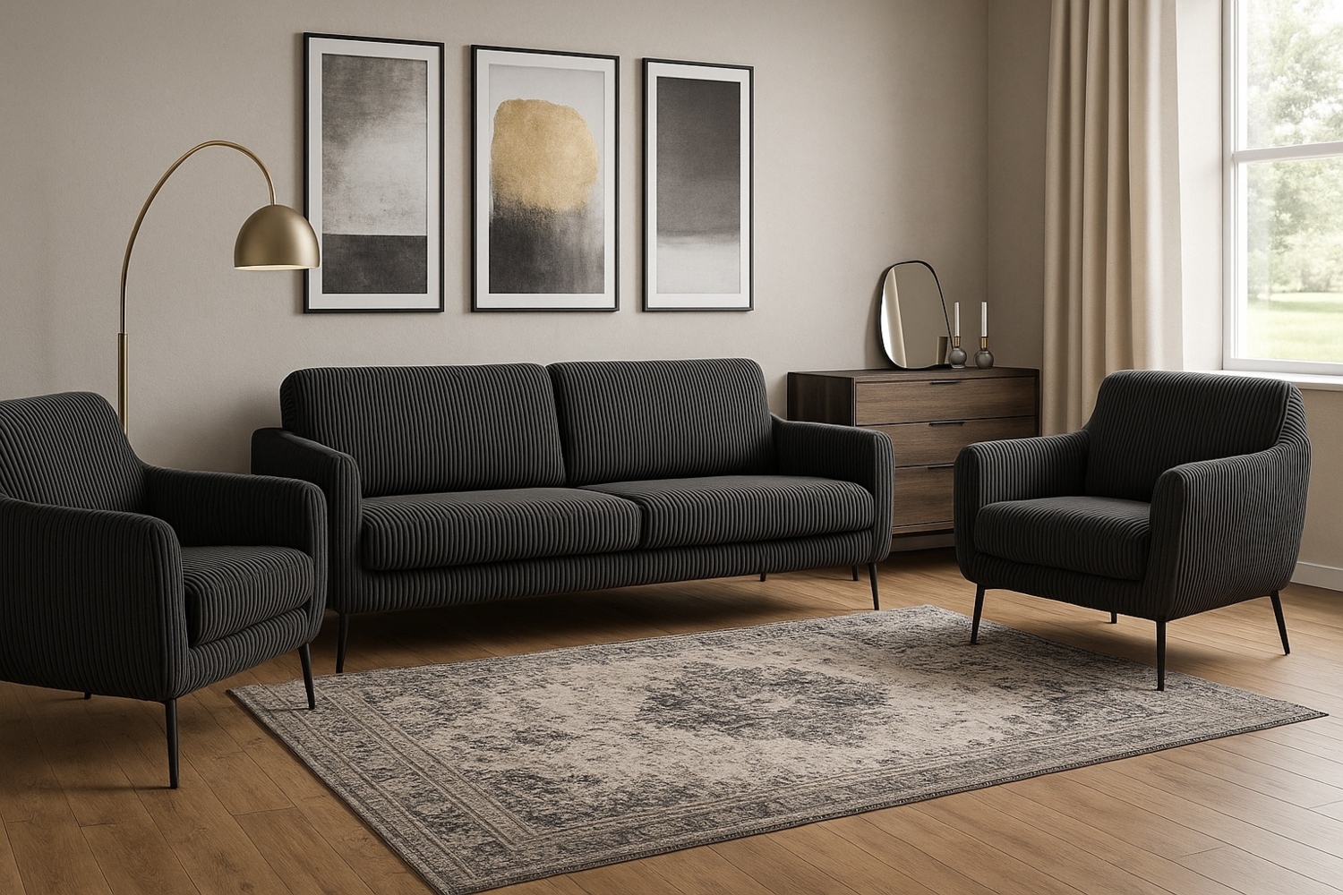 Wohnzimmer-Set BENITO 4: 3-Sitzer Sofa + 2 Sessel Bild 1