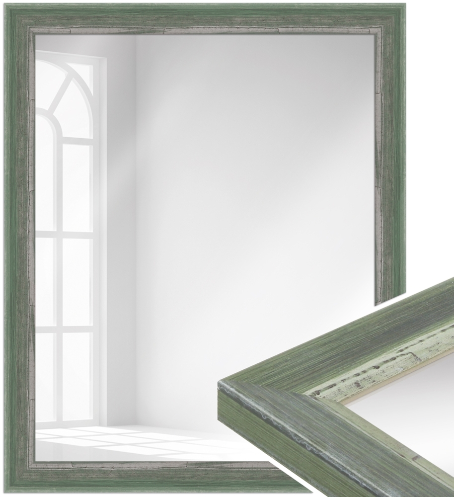 WANDStyle Wandspiegel H640 aus Massivholz in Grün 56 x 106 cm im Stil Shabby-Chic Bild 1
