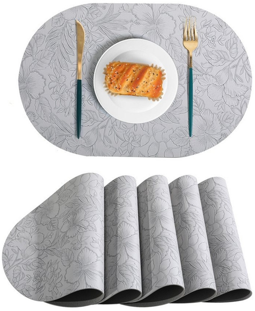 BYSURE Platzset, (6-St), Abwaschbar Tischsets aus Leder, 6er Set Oval Platzsets 43 x 30 cm Bild 1