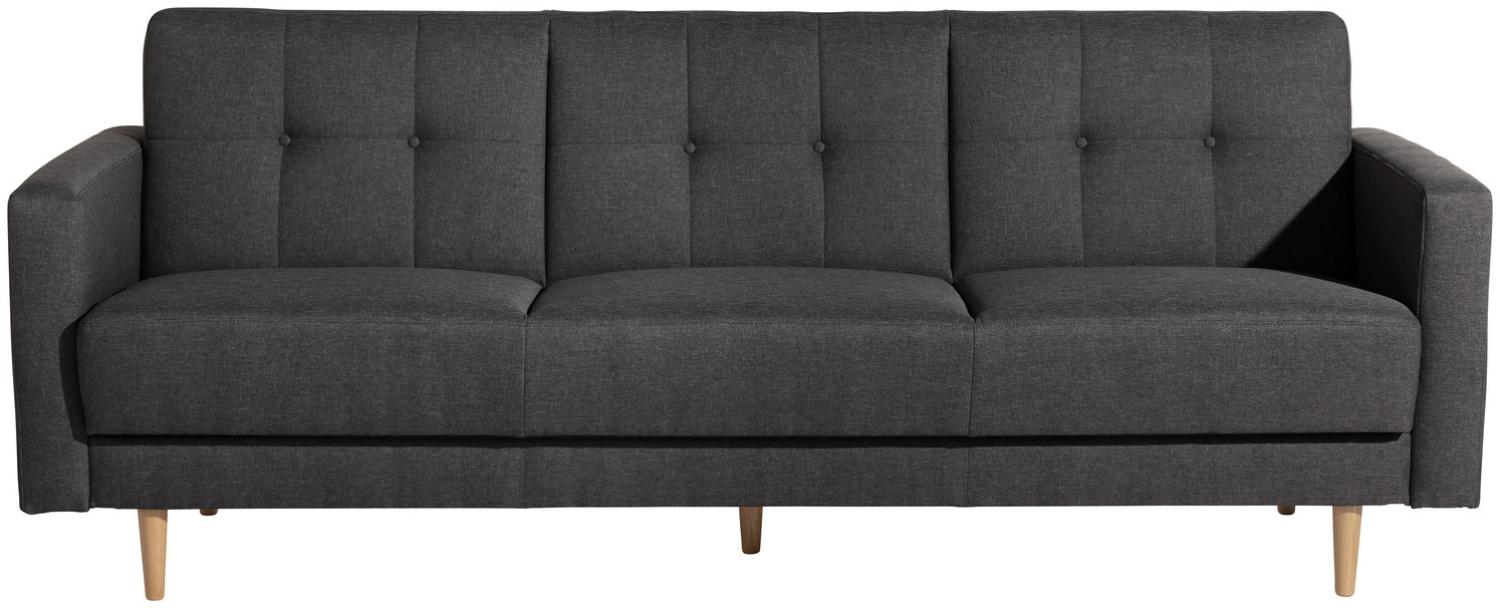 Jesper Sofa 3-Sitzer mit Bettfunktion Flachgewebe Anthrazit Buche Natur Bild 1