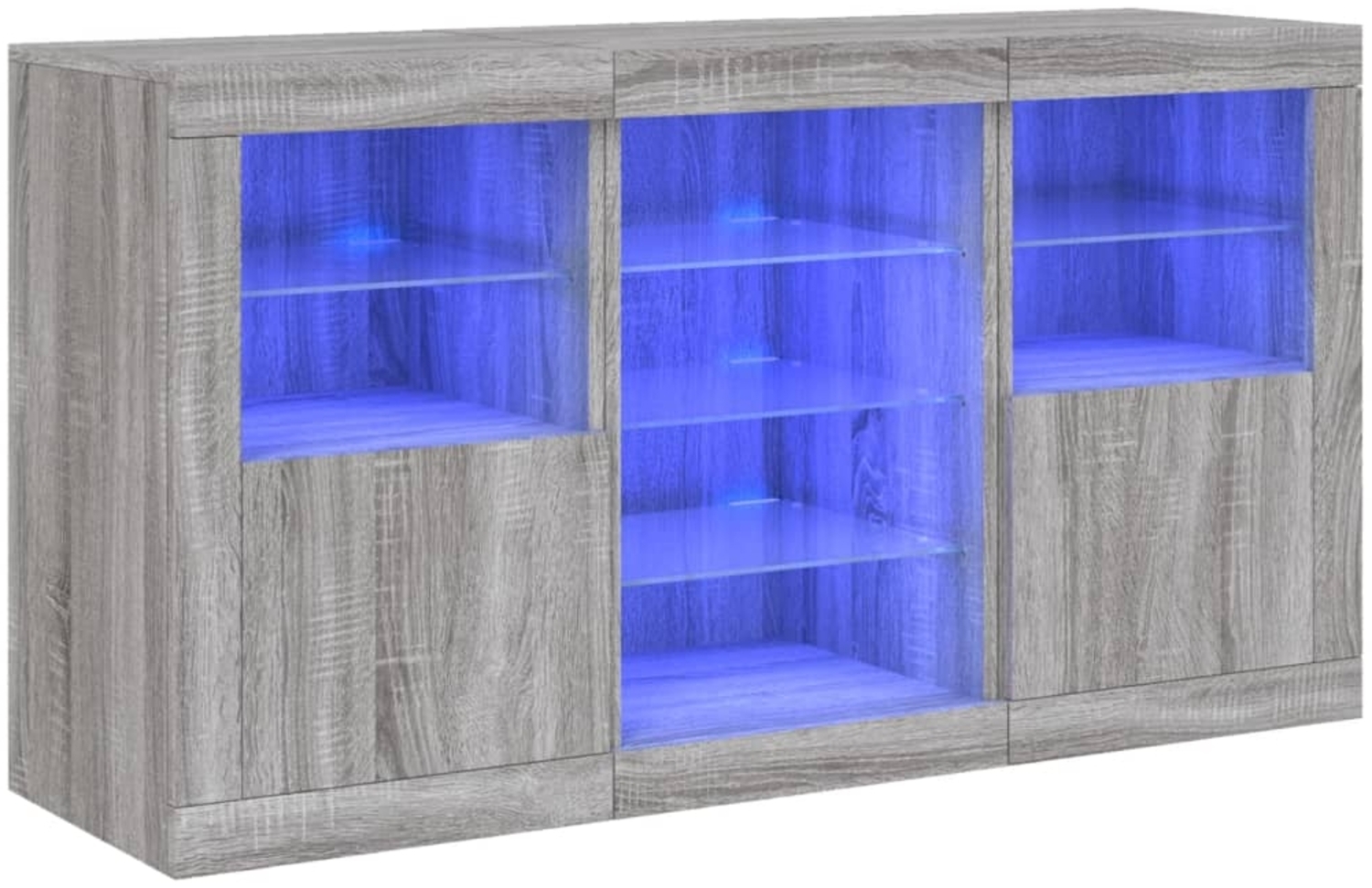 vidaXL Sideboard mit LED-Leuchten Grau Sonoma 123x37x67 cm 3209084 Bild 1