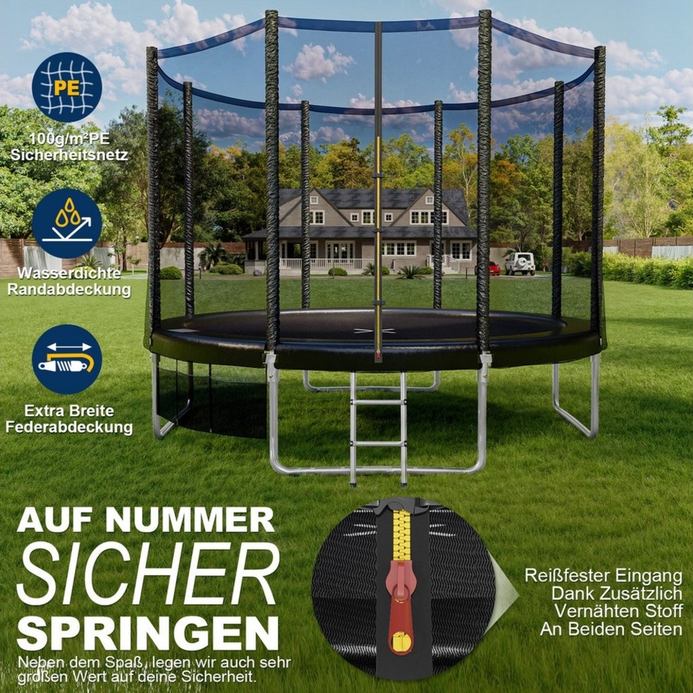 GUNJI Gartentrampolin 183/228/305 cm Garten-Kindertrampolin, max. Belastbarkeit 150KG, (183// 228/305/366/427 cm, Outdoor-Gartentrampolin mit Sicherheitsnetz, doppelter Schutz mit Schutzmatte) Bild 1