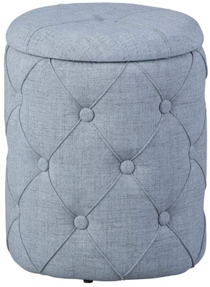 Polsterhocker Hocker YAPAK mit Stoffbezug in Grau und Knopfheftung Bild 1