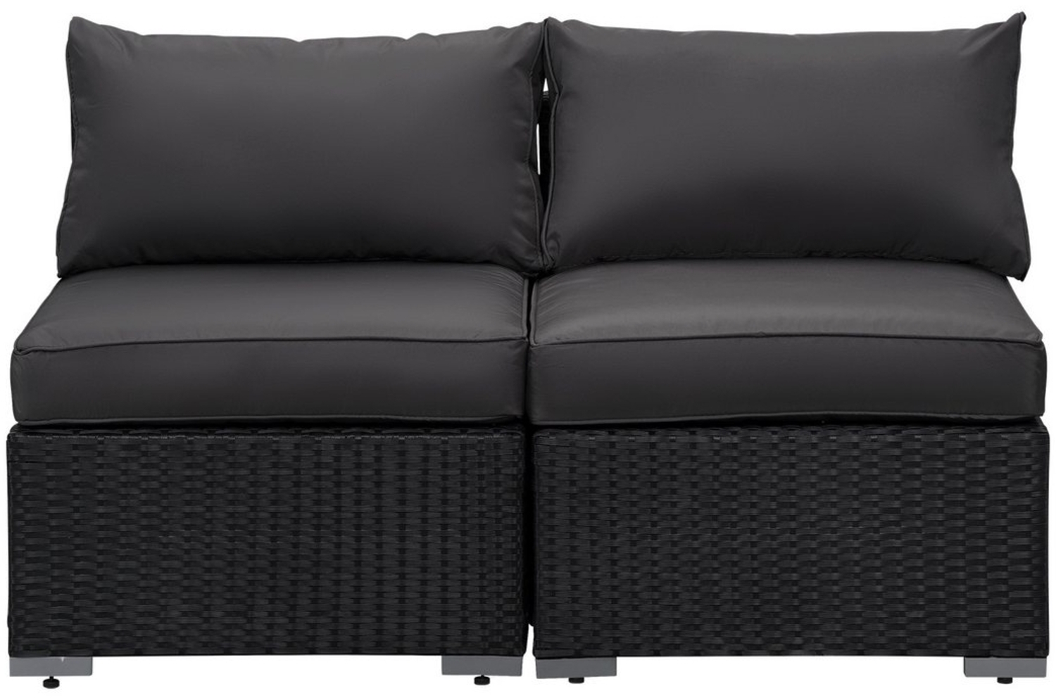 MeXo Gartenlounge-Set Balkonmöbel Rattan Modulsofa mit Liegefunktion Outdoor Wetterfest, (64x64cm Premium-Sitzfläche, 10cm extrabreite Armlehnen, 10cm Deluxe Relax-Sitzkissen, 7+ freie modulare Kombinationen zur Auswahl), Polyrattan Lounge anthrazit Lo... Bild 1