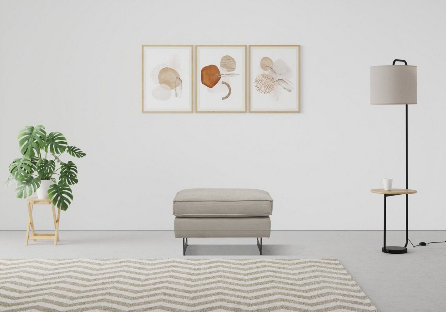 Home affaire Polsterhocker Pinto, mit Keder, Metallfüßen und auch in Cord Bezug erhältlich Bild 1