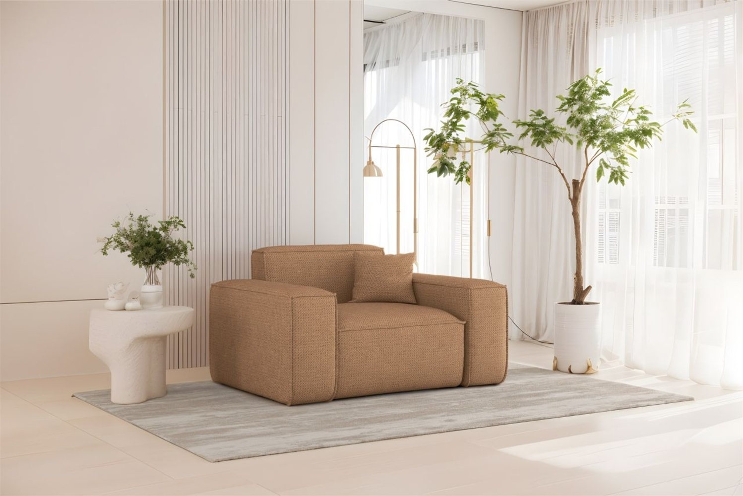 Sessel Designersessel CELES PREMIUM in Stoff Artico Rostbraun Bild 1