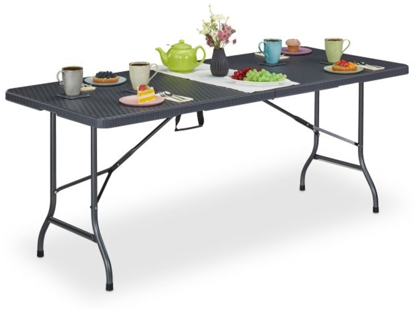 Gartentisch in grauer Rattan-Optik Bild 1