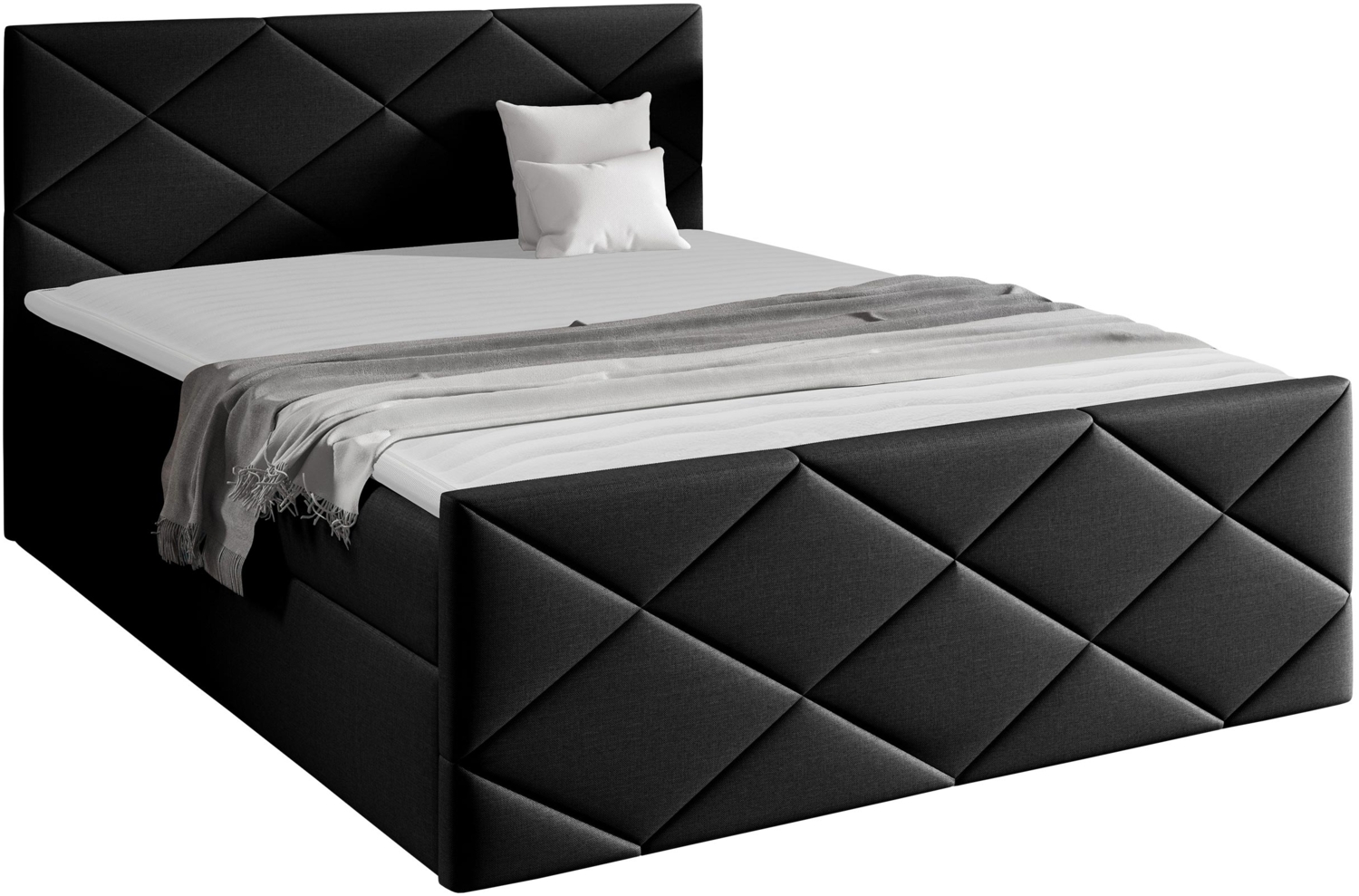 Mirjan24 Boxspringbett Alpiry, Schwarz, 180 x 200 cm, Webstoff Bild 1