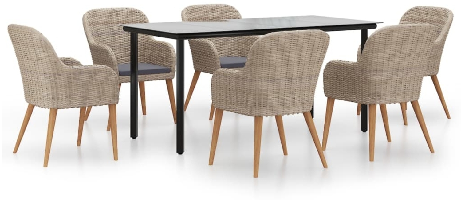 vidaXL 7-tlg. Garten-Essgruppe mit Kissen Braun 3156723 Bild 1